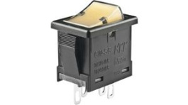 CWSC11JDADS, Rocker Switch SPST ON-OFF Amber / Black, NKK Switches (NIKKAI, Nihon)