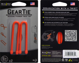 GEAR TIE 6- BRIGHT ORANGE, Gear Tie 6" Bright Orange, Nite Ize