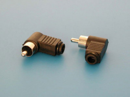 RPC-1R-B, Вилка RCA (тюльпан) на кабель прям. угол ( черный), -