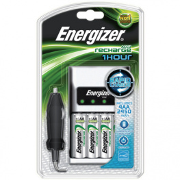 1HR CHARGER + 4AA 2300 + CAR ADAPTOR, Charger NiMH/NiCd, Energizer
