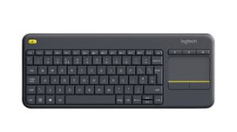 920-007145, Keyboard with Touchpad, K400+, US English with €, QWERTY, USB, Wireless, Logitech