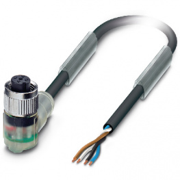 SAC-4P- 5,0-PUR/M12FR-3L, Actuator/sensor-cable M12 (90deg) Socket open 5 m, Phoenix Contact