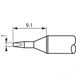 STTC-025, Soldering Tip Chisel / cone 30° 1.0 mm 330 °C, Metcal