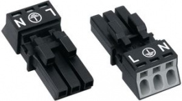 890-203, Lighting terminal 3p, 0.25...1.5 mm2 Black, Wago