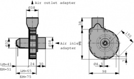 U97EM-024KK-3, Centrifugal fans DC diam. 98 x 75 mm 24 VDC, Micronel