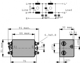 FSW 5500.2059, Mains filter, 1-phase 3 A 250 VAC, Schurter