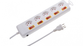 107335, Outlet strip, 5 Switches, 5xJ (T13), 1.5 m, Type J (T12), Max Hauri