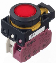CW1L-A2E10Q4R, Illuminated Pushbutton Switch, 10 A, 24 VAC/VDC, IDEC