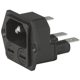 4707.2000.21, Plug C14 Faston 6.3 x 0.8 mm 10 A/250 VAC Black Screw Mounti, Schurter
