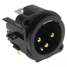 AC3MAH4-AU-B, XLR, Receptacle 3 AC PCB Black, Amphenol