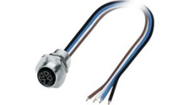 1425587, M12 Front Mounting Panel Socket, 4 Poles, L-Coded, Assembled with Wires, Phoenix Contact