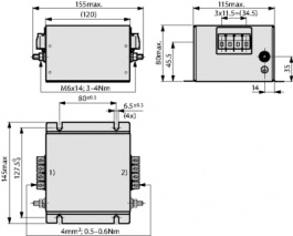 FMBD-B92B-2512, Фильтр: помехоподавляющий; трехфазный; 520ВAC; 25А; 125x130x115мм, Schurter