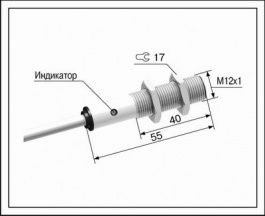 ВБ2.12М.55.2.1.1.К, Индуктивный датчик серии ВБ2.12М диаметром 12 мм, МЕГА-К