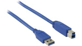RND 765-00258, USB Cable USB-A Plug - USB-B Plug 3m USB 3.0 Blue, RND Connect