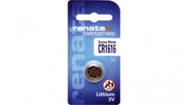 CR1616.SC, Button cell battery,&nbsp;&nbsp;Lithium Manganese Dioxide, 3 V, 50 mAh, Renata