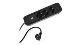 350.007, Outlet Strip PRIMO2 3x DE Type F (CEE 7/3) Socket - CEE 7/7 Plug Black 2m, Bachmann