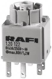 1.20.123.004/0000, Button switch element 2 break contacts (NC), RAFI