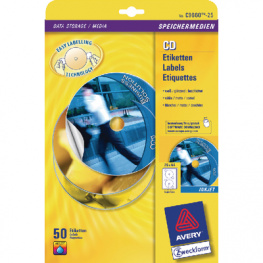 C9660-25, CD Labels Super Size, diam.117 mm, 50 pieces, White, Zweckform