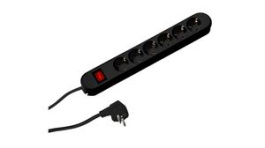 381.152K, Outlet Strip SMART 6x DE Type F (CEE 7/3) Socket - CEE 7/7 Plug Black 5m, Bachmann