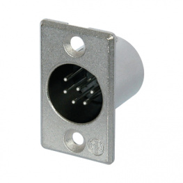 NC6MP, XLR Panel-mount male receptacle 6 Poles P Soldering Connection Nickel - Plated, Neutrik