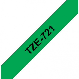 TZE-721, Этикеточная лента 9 mm черный на зеленом, Brother