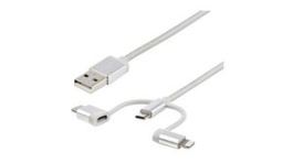 LTCUB1MGR, Charging Cable USB-A Plug - Apple Lightning/USB-C Plug/USB Micro-B Plug 1m USB 2, StarTech
