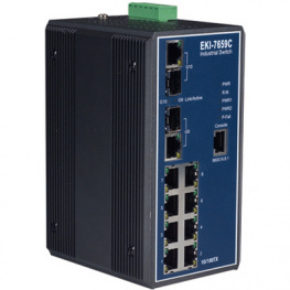 EKI-7659C, 8+2G port managed ethernet switch 8x 10/100 RJ45 2x 10/100/1000 RJ45/SFF (Mini-G, Advantech