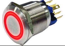 RND 210-00410, Антивандальный кнопочный переключатель, красный 22 мм, IP65, RND Components