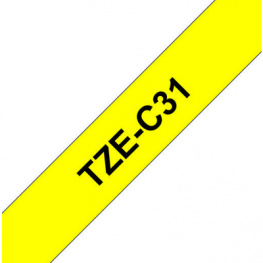 TZE-C31, Label Tape, Fluorescent 12 mm Black on Yellow 5 m, Brother