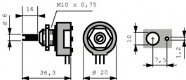 71522, Wire potentiometer 2 kOhm linear +- 5 %, Contelec