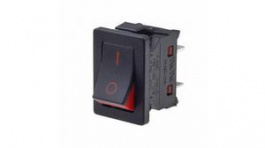 RND 210-00701, Rocker Switch, 1NO, ON-OFF, Black / Red, RND Components