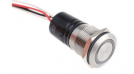 MPI002/FL/RD/12, Push-button Switch, vandal proof red 19.2 mm 24 VDC 50 mA 1 make contact (NO), Bulgin