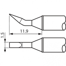 STTC-099, Soldering tip Chisel, bent, length 11.9 mm 1.5 mm, Metcal