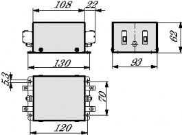 FN2410-16-44, Mains filter 16 A 250 VAC, Schaffner