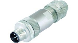 99 3729 810 04, M12 Straight Cable Plug, CAT5, Poles 4, D-Coded, Screw Clamp, Binder