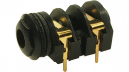 CL13106G, Гнездо; Jack 6,35мм; "мама"; mono; с двойным выключателем; THT, Cliff