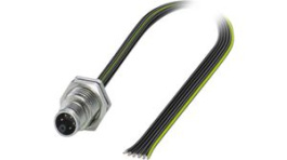 1415302, M12 Rear Mounting Panel Plug, 6 Poles, M-Coded, Assembled with Wires, Phoenix Contact