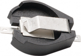 1063, Панелька; Монтаж: SMT, горизонтальный; Кол-во бат:1; O:20мм; 7,4мм, Keystone