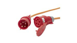 037020448 05 32 1, Extension Cable with Lid IP67 Polyurethane (PUR) CEE Plug - CEE Socket 5m Orange, Steffen