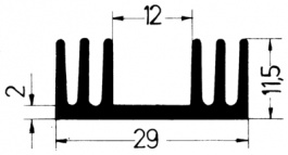 KS29.2-1000E, Heat sink 1000 mm 6 K/W @ L=100 mm black anodised, Austerlitz