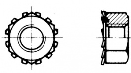 1052 [100 шт], Serrated Lock Nut with M-thread M4, BOSSARD