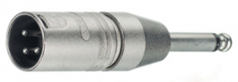 NA2MP, Adapter XLR 3pol to tele 6.3 mm, 1 x XLR Male, 3-Pin, XLR, Neutrik