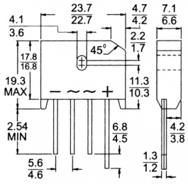 KBU607G, Bridge rectifier 1000 V 6 A SIL, Taiwan Semiconductor