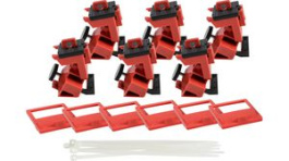 148687 [6 шт], 480 / 600V Clamp-On Circuit Breaker Lockout, Red, Pack of 6 pieces, Brady