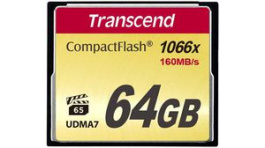 TS64GCF1000, Memory Card, CompactFlash, 64GB, 160MB/s, 120MB/s, Transcend
