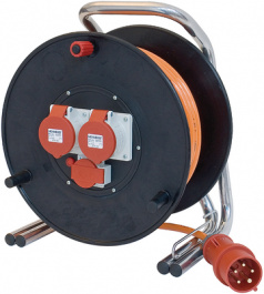 PROFI IV, Cable Reels Metal/Plastic with CEE Plug 25 m CEE red, Egli Fischer