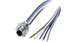 1415295, M12 Front Mounting Panel Plug, 5 Poles, L-Coded, Assembled with Wires, Phoenix Contact