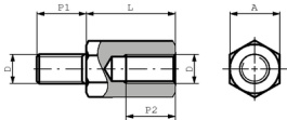 99140-70200 / DSM4070X20DI, Spacer bolt 20 mm 7 mm, S.A Bourqui Jean