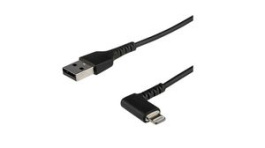 RUSBLTMM1MBR, Charging Cable Right Angled USB-A Plug - Apple Lightning 1m USB 2.0 Black, StarTech.com