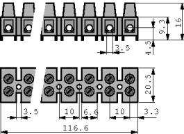 500/12 35 DS, Terminal strip 2.5 mm2, 12 poles natural, Adels Contact